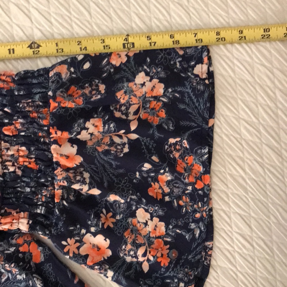 Luxology Spring Navy Blue Dress w/ Coral Pink Flowers Bell Sleeves Plus … - Picture 15 of 16